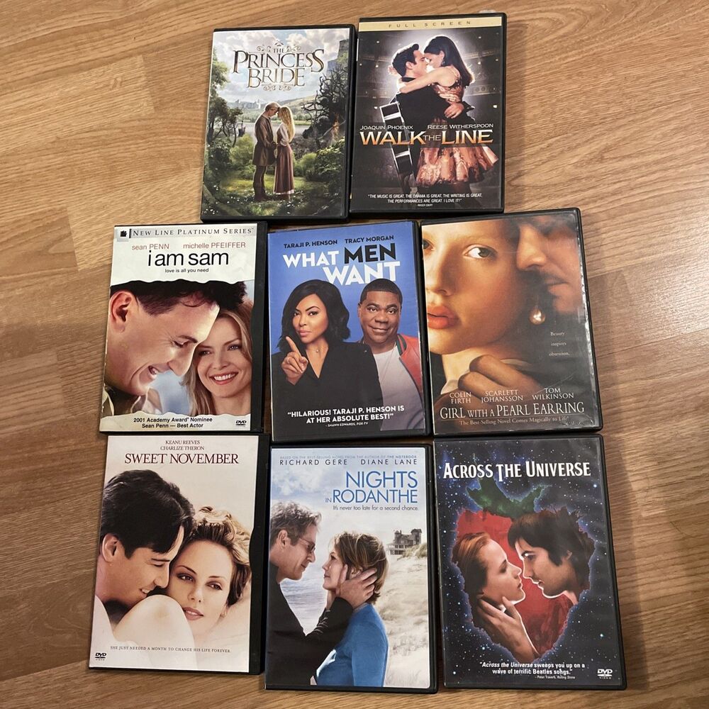 Romance Drama DVD Movie Lot Bundle of 8 - Princess Bride Walk the Line Dvd Lot